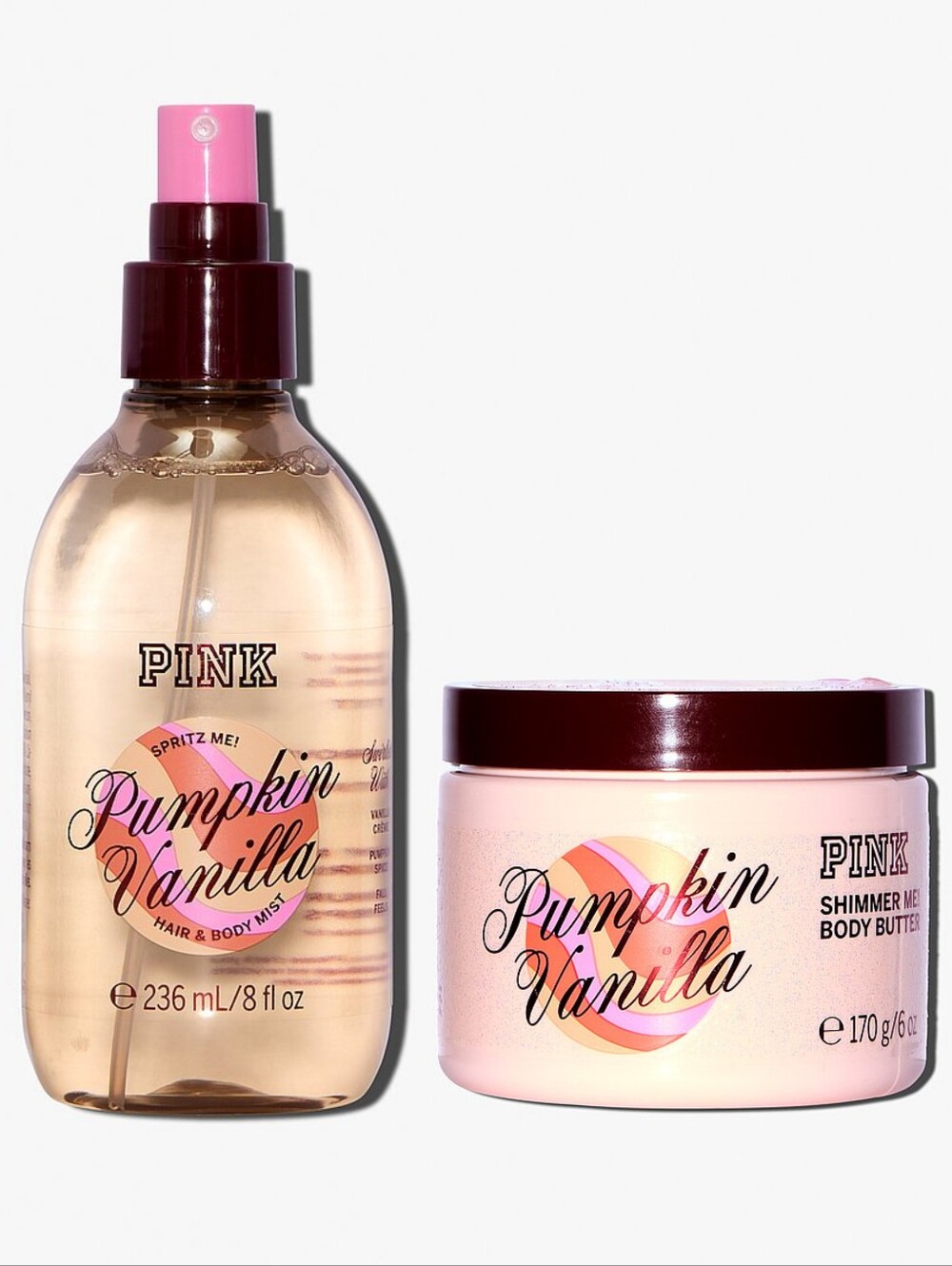 PINK Victoria's Secret Pumpkin Vanilla Fragrance Mist & Shimmer Body Butter Set